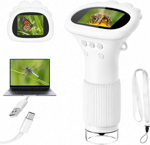 المجهر الرقمي المحمول للأطفال الذين يعانون من شاشة شاشة LCD 2 " - لعبة العلوم التعليمية STEM للأعمار من 3 إلى 12 عامًا ، كاميرا محمولة للاستكشاف في الهواء الطلق ، هدية عيد ميلاد عيد الميلاد المثالية للبنين والبنات (الأرجواني) in Kuwait