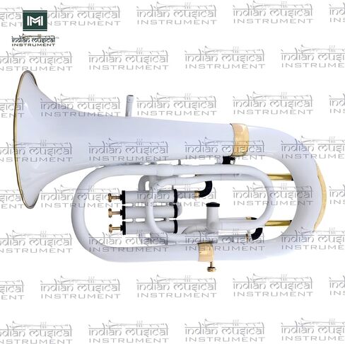 Euphonium 4 Valve Bb Pitch Brass Musical Instrument with Carry Case, Mouthpiece, Suitable for Beginners & Professionals (White) in Kuwait