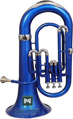Euphonium 3 Valve Bb Pitch Brass Musical Instrument with Carry Case, Mouthpiece, Suitable for Beginners & Professionals (Blue) in Kuwait