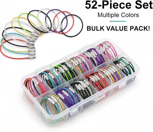 52 Pack Wire Keychain Cable Rings, 13 Colors Stainless Steel Key Rings, 6 Inch Nylon Coated Luggage Tags Loops for Keys, Office, ID Tags, Travel and DIY Crafts in Kuwait
