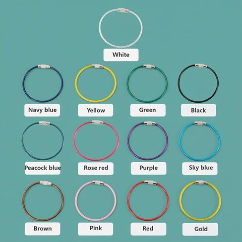 52 Pack Wire Keychain Cable Rings, 13 Colors Stainless Steel Key Rings, 6 Inch Nylon Coated Luggage Tags Loops for Keys, Office, ID Tags, Travel and DIY Crafts in Kuwait