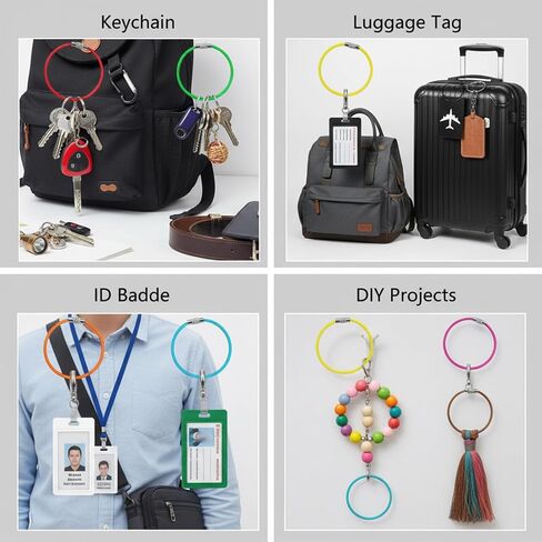 52 Pack Wire Keychain Cable Rings, 13 Colors Stainless Steel Key Rings, 6 Inch Nylon Coated Luggage Tags Loops for Keys, Office, ID Tags, Travel and DIY Crafts in Kuwait
