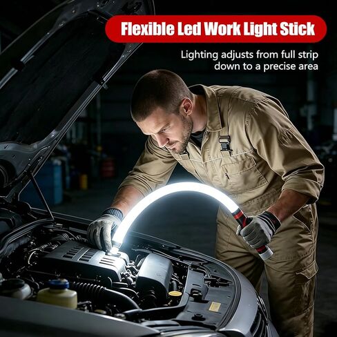 Abnaok Flexible LED Flashlight Stick, 30 in Bendable Mechanic Light with High-Lumen LED, Rechargeable Bendable Flashlight, 3 Lighting Modes, Automotive Illumination Tool for Mechanic Car Repairs in Kuwait
