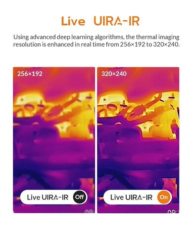 GT24S Thermal Camera with Thermometer Mode, 320×240 UIRA-IR Enhanced Resolution, 256×192 Native IR, HVAC & Electrical Thermal Imaging Camera with Temp Alarm, -4°F~1202°F, NETD < 40 mK, 25Hz in Kuwait