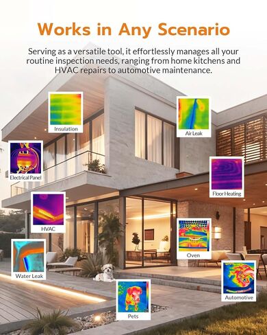 GT24S Thermal Camera with Thermometer Mode, 320×240 UIRA-IR Enhanced Resolution, 256×192 Native IR, HVAC & Electrical Thermal Imaging Camera with Temp Alarm, -4°F~1202°F, NETD < 40 mK, 25Hz in Kuwait