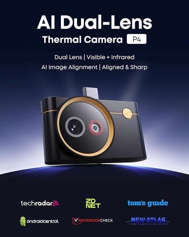 Thermal Master P4 Android Dual-Lens Thermal Camera, 512×384 X³ IR Resolution, Thermal Imager with IR Eraser | -4°F to 1112°F Range, 0.035°C Sensitivity, 15× Digital Zoom, AI Alignment, Ideal for HVAC & Electrical in Kuwait