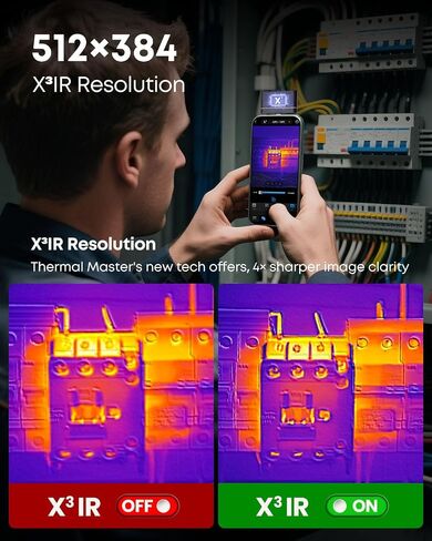 Thermal Master P4 Android Dual-Lens Thermal Camera, 512×384 X³ IR Resolution, Thermal Imager with IR Eraser | -4°F to 1112°F Range, 0.035°C Sensitivity, 15× Digital Zoom, AI Alignment, Ideal for HVAC & Electrical in Kuwait