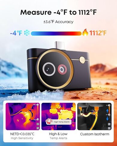 Thermal Master P4 Android Dual-Lens Thermal Camera, 512×384 X³ IR Resolution, Thermal Imager with IR Eraser | -4°F to 1112°F Range, 0.035°C Sensitivity, 15× Digital Zoom, AI Alignment, Ideal for HVAC & Electrical in Kuwait