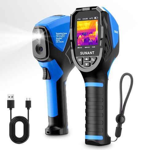 Infrared Thermal Imaging Camera, 240x240 TISR Resolution, 25Hz Refresh Rate, -4°F to 1022°F, Adjustable Emissivity, Hot/Cold Spot Detection, LED Light for HVAC, Electrical & Home Inspection in Kuwait