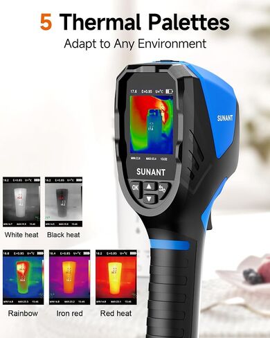 Infrared Thermal Imaging Camera, 240x240 TISR Resolution, 25Hz Refresh Rate, -4°F to 1022°F, Adjustable Emissivity, Hot/Cold Spot Detection, LED Light for HVAC, Electrical & Home Inspection in Kuwait