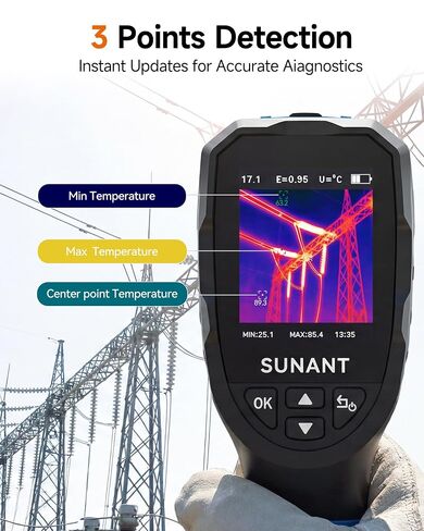 Infrared Thermal Imaging Camera, 240x240 TISR Resolution, 25Hz Refresh Rate, -4°F to 1022°F, Adjustable Emissivity, Hot/Cold Spot Detection, LED Light for HVAC, Electrical & Home Inspection in Kuwait