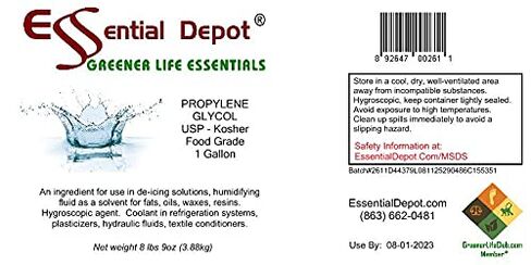 Propylene Glycol - PG - 2 x 1-Gallon (8 lb 9 oz net wt Each Container) - USP - Kosher - Food Grade - Safety Sealed resealable HDPE Container, Microwave (Remove foil Seal) Safe, Freezer Safe in Kuwait