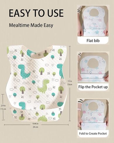 Disposable Baby Bibs for Boys and Girls, Individually Packaged, Hygienic, Soft and Leakproof for Toddler Feeding, Baby Travel Essential, Music Dinosaur (20 PCS) in Saudi Arabia