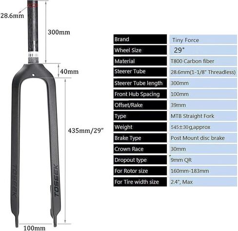 1-1/8" 29 inch Mountain Bike Rigid Front Fork Straight Tube 3K T800 Carbon Fiber, Ultralight Mountain Bike Front Fork 28.6mm in Kuwait