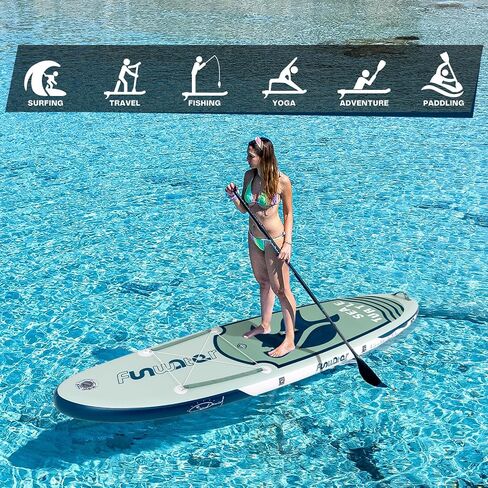FunWater Inflatable Stand Up Paddle Board with Premium SUP Paddleboard Accessories, Anti-Slip EVA Deck, 11'6''/11'/10'6'' Paddle Boards for Adults & Youth of All Skill Levels in Kuwait