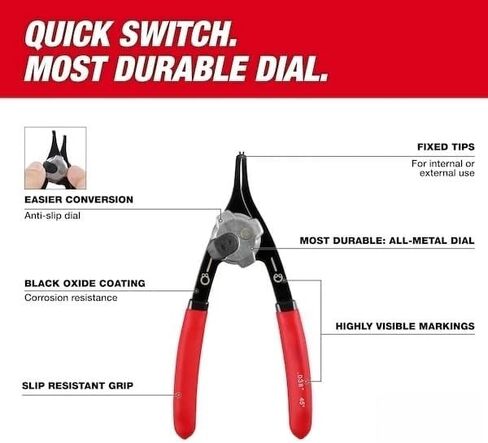 New 48-22-6536 for Milwaukee Retaining Ring Plier 0.07" Tip Diameter | Most Durable All Metal Dial Black Oxide Coating for Corrosion Resistance Ergonomic Handle Design in Kuwait