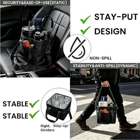 Drink Carrier Bag, 4 Compartment Drink Bag, Insulated 4 Cup Holder Bag with Handle &Strap, Family Multi Tumbler, Water Bottle Carrier Caddy, Reusable Beverage Carrier Tote for Travel,Picni in Saudi Arabia