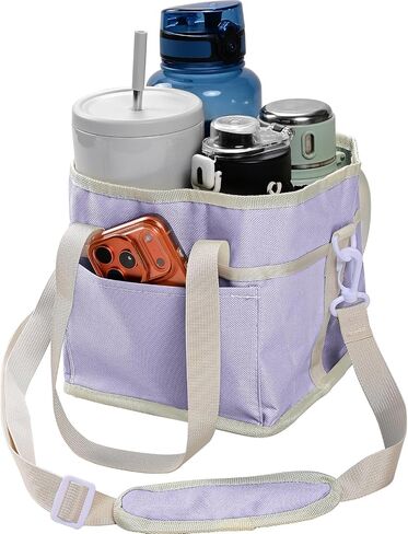 Drink Carrier Bag, 4 Compartment Drink Bag, Insulated 4 Cup Holder Bag with Handle &Strap, Family Multi Tumbler, Water Bottle Carrier Caddy, Reusable Beverage Carrier Tote for Travel,Picni in Saudi Arabia