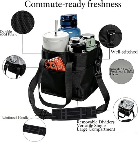 Drink Carrier Bag, 4 Compartment Drink Bag, Insulated 4 Cup Holder Bag with Handle &Strap, Family Multi Tumbler, Water Bottle Carrier Caddy, Reusable Beverage Carrier Tote for Travel,Picni in Saudi Arabia