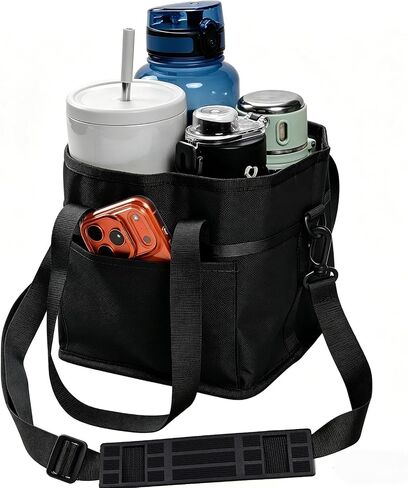 Drink Carrier Bag, 4 Compartment Drink Bag, Insulated 4 Cup Holder Bag with Handle &Strap, Family Multi Tumbler, Water Bottle Carrier Caddy, Reusable Beverage Carrier Tote for Travel,Picni in Saudi Arabia