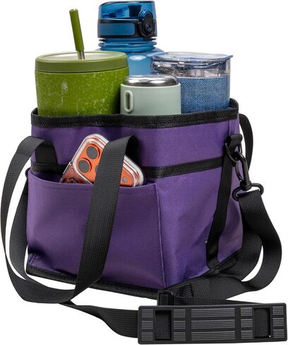 Drink Carrier Bag, 4 Compartment Drink Bag, Insulated 4 Cup Holder Bag with Handle &Strap, Family Multi Tumbler, Water Bottle Carrier Caddy, Reusable Beverage Carrier Tote for Travel,Picni in Saudi Arabia