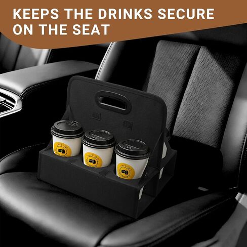 6-Cup Reusable Drink Carrier with Handle – Foldable Drink Caddy for Delivery Drivers,Takeout & Catering,Portable Beverage Holder Bag for Coffee,to-Go Cups,Anti-Spill & Car Floor Safe,Black in Kuwait