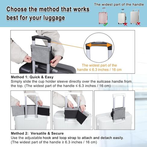 Vigorport Luggage Travel Cup Holder, Folding Drink Caddy for Suitcases - Hold Two Coffee Mugs Traveler Carry on Hands Free Accessory (Hook & Loop) in Kuwait