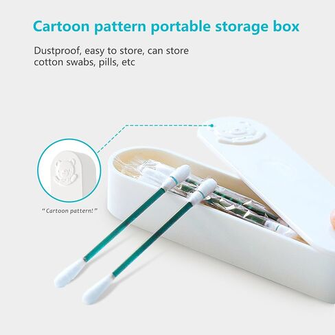 2 Pcs Cotton Swab Box, Travel Cotton Bud Holder CottonSwab Storage Box with Cover, Portable ABS Mini Travel SwabCase Bear Pattern for Home Office for Bedroom Dressing Table Cosmetics Accessories in Kuwait