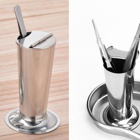 Hemostat Forceps Holder Jar with Stainless Steel Lid Quick Access Nail Tool Container Organizer for Scissors Forceps Hemostats Needle Medical Clamp Barber Shop Hair Salon Nail Art Beauty in Kuwait
