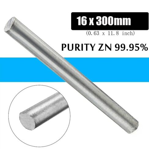 1Pc Zinc Cast Rods High Purity Zinc Rod Anti-Corrosion Solid Round Zinc Rod 12inch Diameter 16mm Length 300mm for Scientific Research Experiment Metal Ship Protection in Kuwait