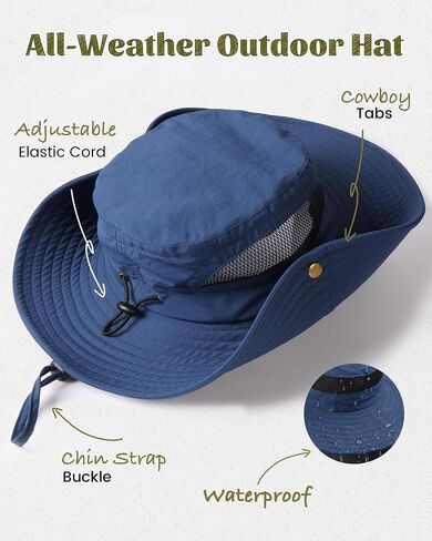Camptrace Toddler Kids Sun Hat UPF 50+ Wide Brim Bucket Hat Outdoor Baby Beach Hat for Boys Girls 2-13 Years in Kuwait