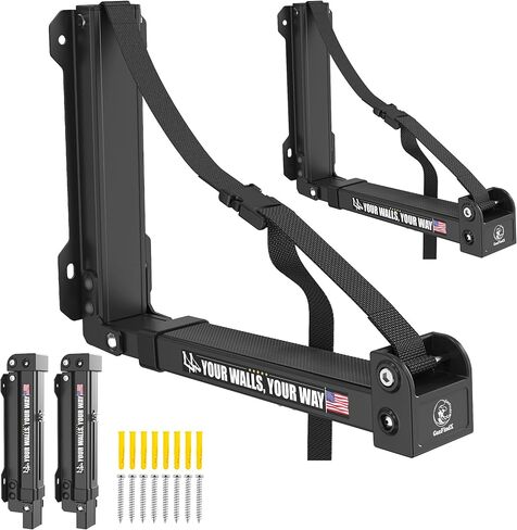 GanFindX Foldable Kayak Wall Rack | Heavy-Duty 9.5-13.8" Kayak Storage Rack Hanger & Plastic Buckle Straps, Indoor/Outdoor Cradles for Canoe, Kayak, Paddle Board, Surfboard, Snowboard in Kuwait