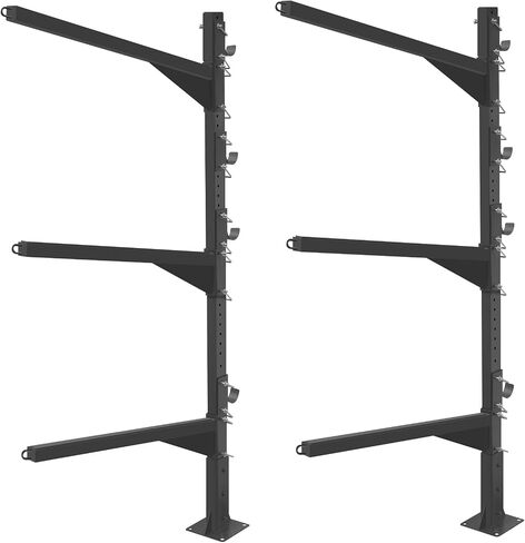 Heavy Duty Kayak Storage Rack for Dock/Garage, Adjustable Freestanding Kayak Stand or Wall Mount Kayak Rack, 3-Tier Indoor Outdoor Canoe Storage Rack for 3-4 Kayaks, SUP & Paddleboard in Kuwait
