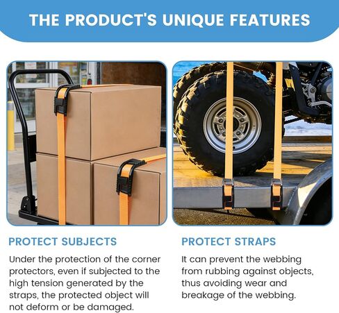 EXVITAL Edge Corner Protectors Small for Shipping and Moving, Flatbed Edge Protectors, Tie Down Strap Protectors for up to 1" Straps, Flatbed, Pallets & Moving 12 Pack Black in Kuwait