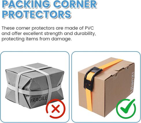 EXVITAL Edge Corner Protectors Small for Shipping and Moving, Flatbed Edge Protectors, Tie Down Strap Protectors for up to 1" Straps, Flatbed, Pallets & Moving 12 Pack Black in Kuwait