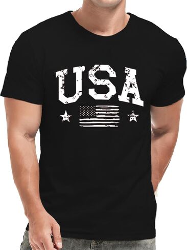 Mens USA Shirt American Flag T-Shirt 4th of July Patriotic Short Sleeve Tee in Kuwait