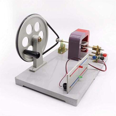 Permanent Magnet, Rotatable Armature Generator Hand-Operated Generator to Explore Experimental Electromagnetic Equipment Manual Electricity Generator AC-DC Model Faraday Generator in Kuwait