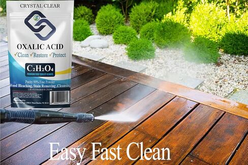Oxalic Acid Powder 1lb - Trial Size Wood Bleach & Rust Remover - 99.6% Pure Deck Cleaner, Wood Brightener & Stain Remover for Small Projects in Kuwait