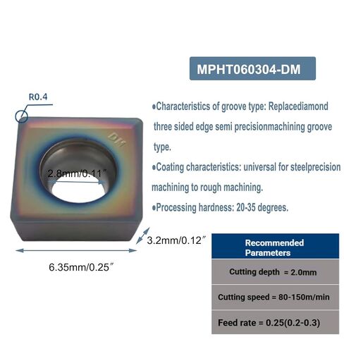 10pcs High-Speed Feed Milling Inserts Square Carbide Inserts MPHT06/08/12 for SMP Indexable Milling Cutter Head (MPHT060304-DM Colorful) in Saudi Arabia