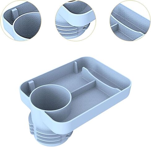 Car Seat Cup Holder Snack Tray - Silicone Food Trays for Travel with Expandable Soft Rubber Base Fits Most Cup Holders Portable Accessories Essentials for Small Fruit, Toys Blue in Saudi Arabia