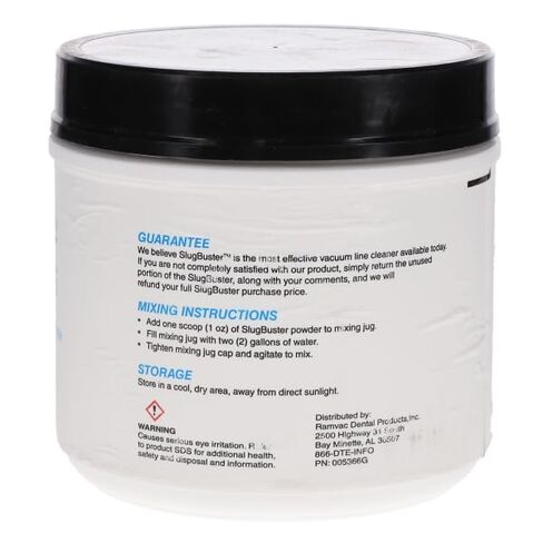DentalEZ Ramvac SlugBuster Dental Vacuum Line Cleaner, Powder, 40 oz, 900146 - Non-foaming and Non-Chlorinated - Compatible with All Dental Vacuum Systems and Amalgam Separators - Makes 80 Gallons in Kuwait
