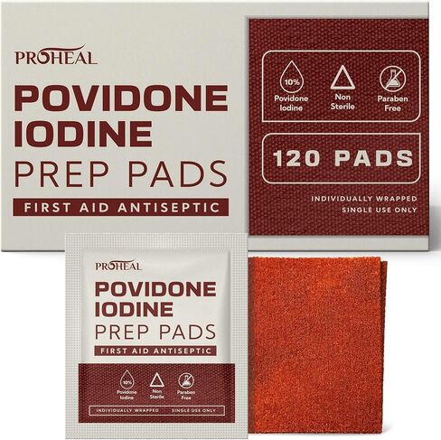 10% Povidone Iodine Prep Pads - 30 Iodine Swabs, Individually Wrapped - First Aid Antiseptic for Cleaning and Keeping Skin Clean in Kuwait