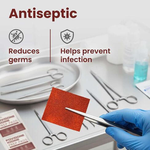 10% Povidone Iodine Prep Pads - 30 Iodine Swabs, Individually Wrapped - First Aid Antiseptic for Cleaning and Keeping Skin Clean in Kuwait
