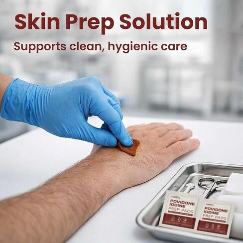 10% Povidone Iodine Prep Pads - 30 Iodine Swabs, Individually Wrapped - First Aid Antiseptic for Cleaning and Keeping Skin Clean in Kuwait