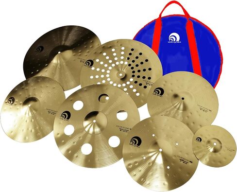 JBK 300 Series Aluminum Alloy Cymbal Set, 7 Pcs Golden Drum Cymbals Complete Kit with Cymbal Bag for Professional Performance in Saudi Arabia