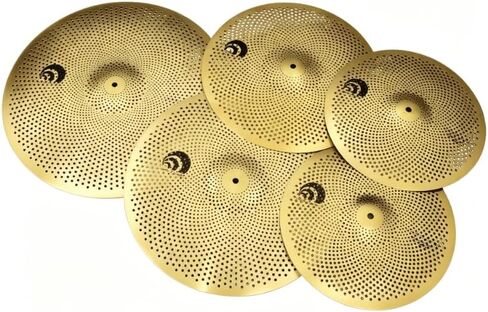 JBK Low Volume Muted Cymbal Set 5-Piece (14"/16"/18"/20"), Brass Alloy, Ideal for Practice & Recording-GOLDEN in Kuwait