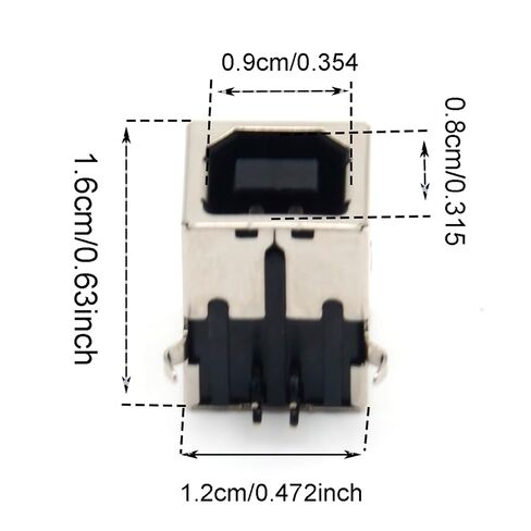 10 قطع USB أنثى من النوع B منفذ أسود 4-Pin 90 درجة PCB DIP مقبس متفرع 4-Pin 90 درجة لاستبدال المحول (أسود) in Kuwait