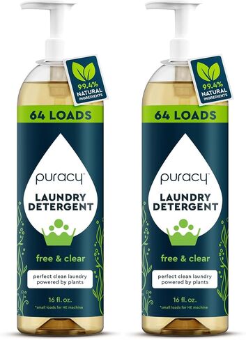 Puracy Laundry Detergent Pods with 2 Bio-Powered Enzymes, Free and Clear for Sensitive Skin, Non Toxic Richly Concentrated Washing Detergent Pods, 32 Ct in Saudi Arabia