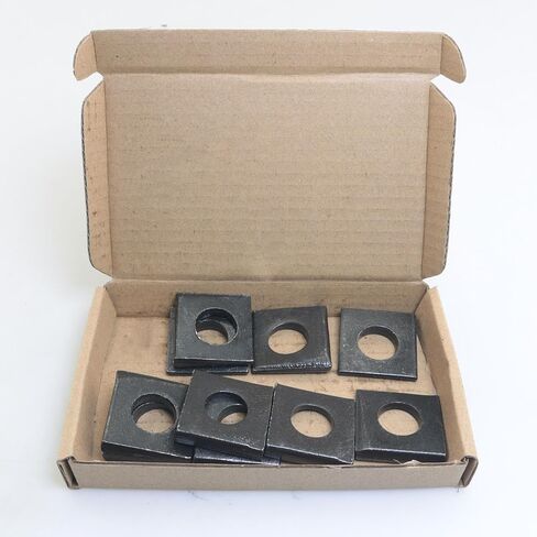 10PCS 1/2 Inch Black Square Bevelled Washer 1-1/8 x 1-1/8 inch Wedge Washers Metal Shims for Leveling Carbon Steel Galvanized 2mm to 6.6mm Thick for Shim Leveling in Kuwait