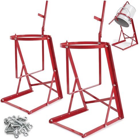 5 Gallon Manual Pail Tipper Rack with Screw kit, 80 lbs Heavy Duty Bucket Rack Can Tipper, Adjustable Angle Paint Pourer Can Bucket Tippe, Paint Liquid Pourer for Oil, Honey (Red, 2PCS) in Kuwait